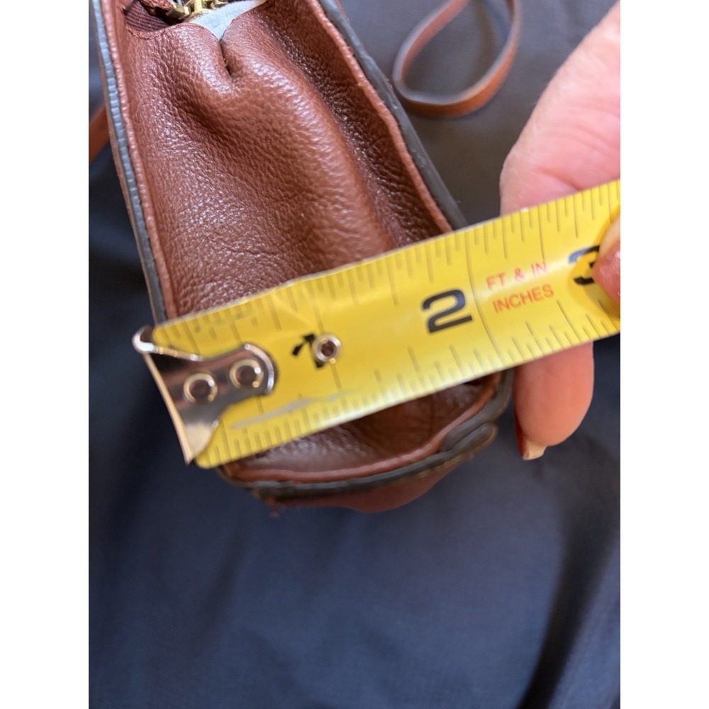 Frye Brown Leather Small Crossbody Bag Adjustable Strap Zip Close Snap Pocket - Picture 7 of 13